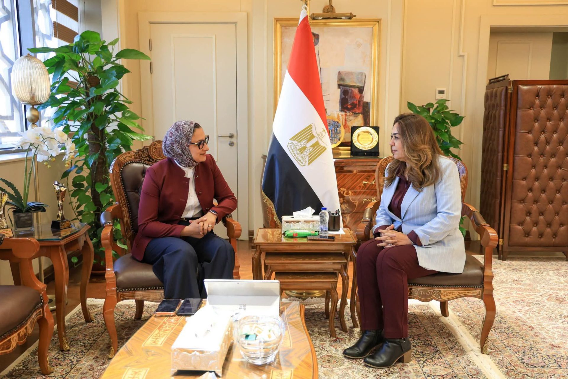 وزيرة التنمية المحلية ومحافظ الوادي الجديد تتابعان المشروعات القومية وملفات التصالح والتقنين