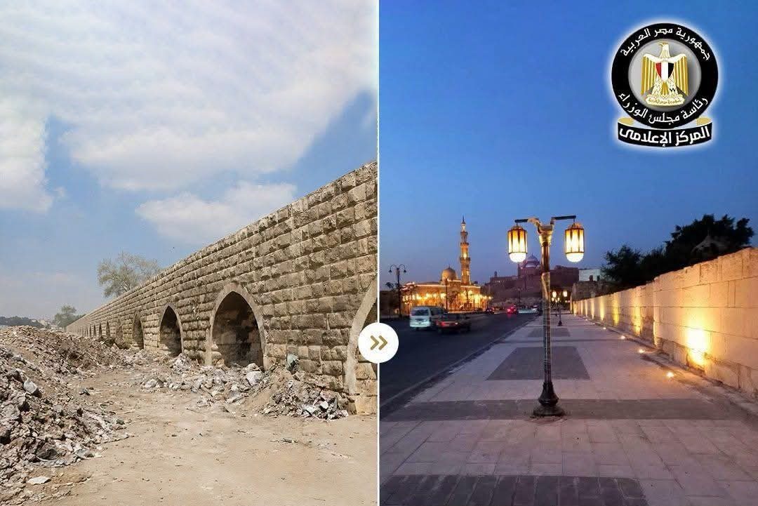 ضمن المخطط العام لتطوير القاهرة التاريخية...  الانتهاء من المرحلة الأولى من أعمال ترميم سور مجرى العيون والممشى السياحي المجاور له